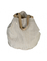 Bolso redondo lino rayas finas beige