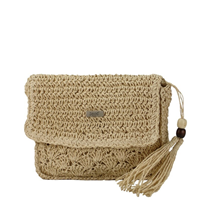 Bolso rectangular solapa paja beige