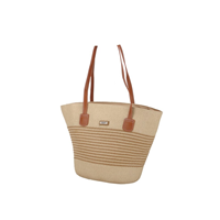 Bolso barco rayas beige camel ZARUCHO